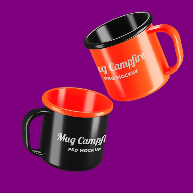 Two Mug Campfire Fly Mockup