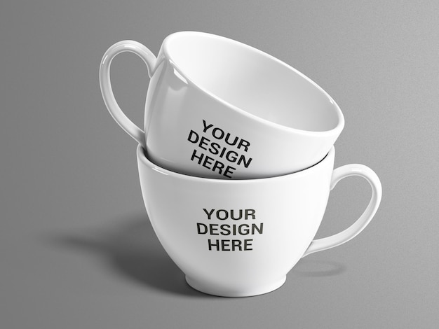 Two mugs mockup Free Psd