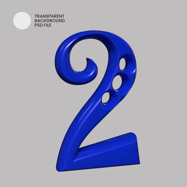 Two number render 3d icon