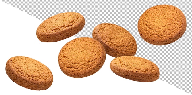 PSD two oatmeal cookies isolated on white background with clipping path