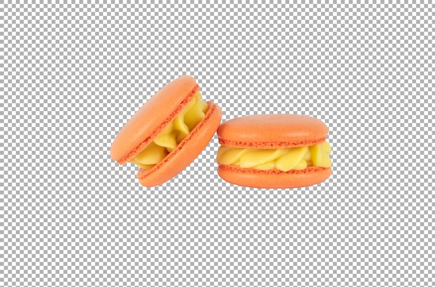 Two orange homemade macarons