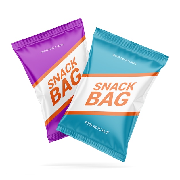 PSD due confezioni di mockup di snack