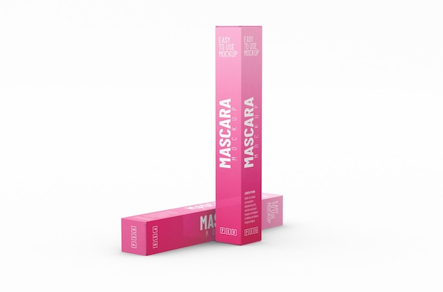 Two paper boxes for mascara tube packaging template for product design mockup clean background