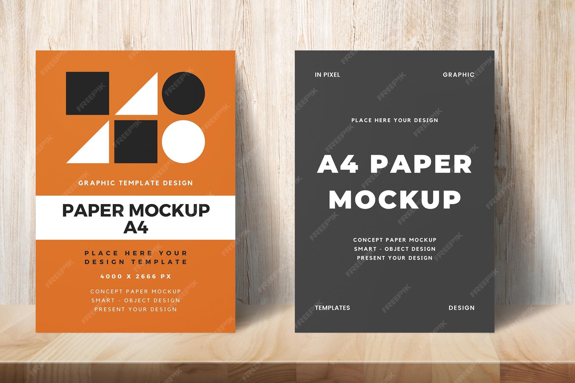 Premium PSD | Two paper mockup with different colors leaning on wall