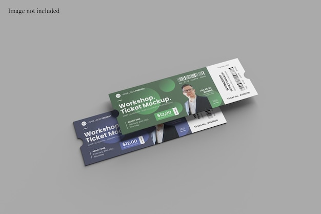 Mockup di biglietti con due prospettive per mostrare il tuo design al cliente