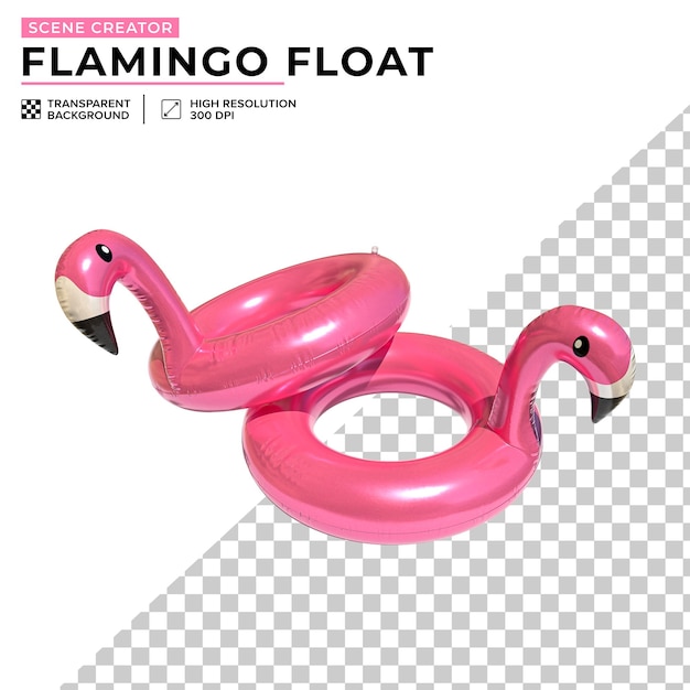 Two pink flamingo buoys at different angles no background for scenery creation