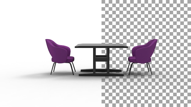 PSD Два розовых вращающихся стула с тенью 3d рендеринга