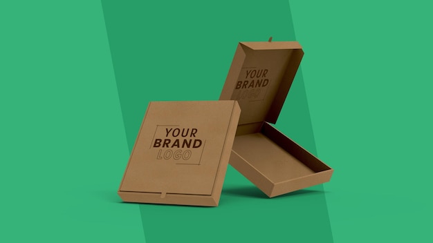 Two Pizza boxes package mockup