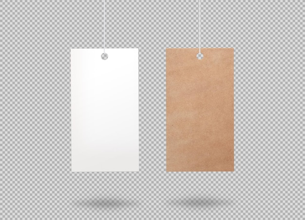 PSD two plain hanging labels on transparent background