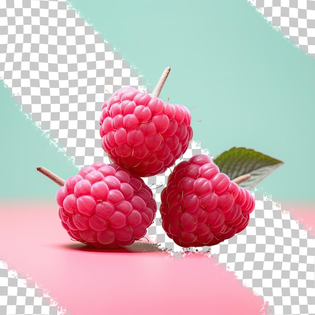 PSD two raspberries isolated on a transparent background