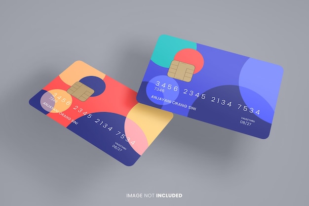 Two realistic card bank psd premium mockup