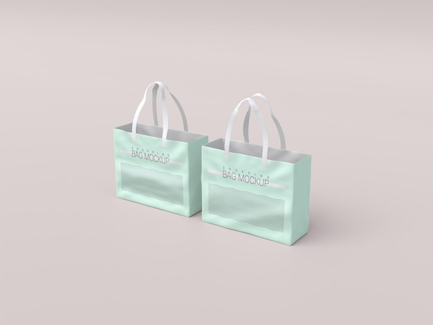 PSD two realistic shopping bag mockup