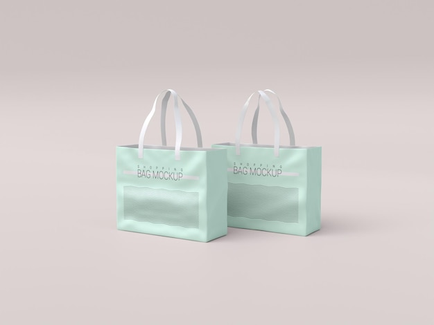 Two realistic shopping bag mockup