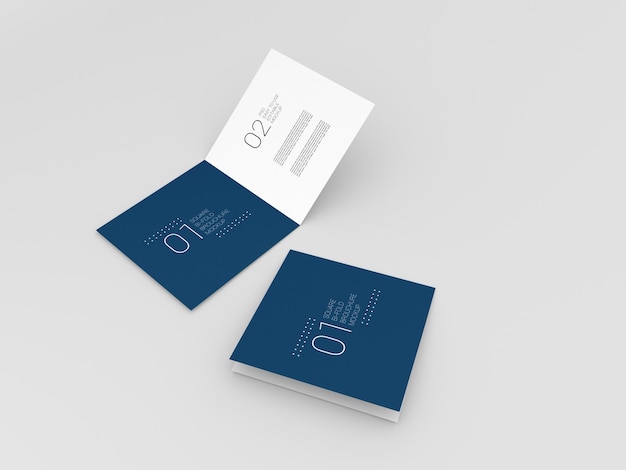 Two Realistic Square bi-fold brochure mockup