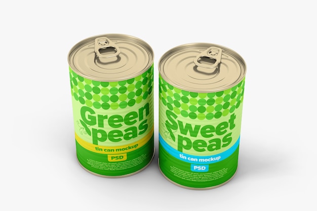 Two ribbed tin cans mockup