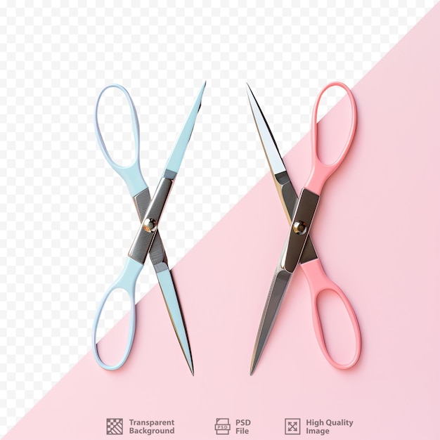 Two scissors alone on a transparent background