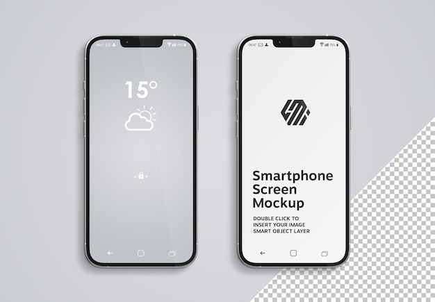 Two smartphones on isolated background mockup