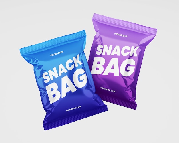 Due mockup di imballaggi per snack