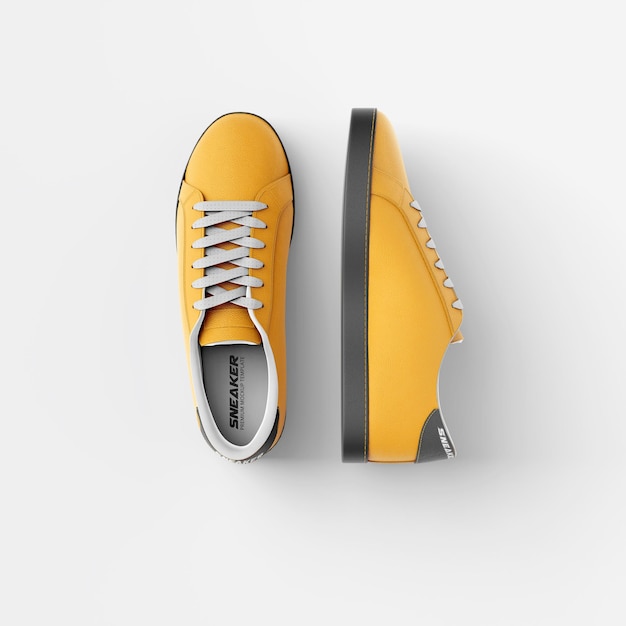 PSD due pantofole di scarpe da ginnastica top view mockup template