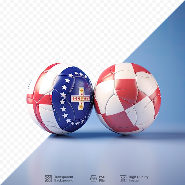 PSD two soccer balls with a star on the front and the words 