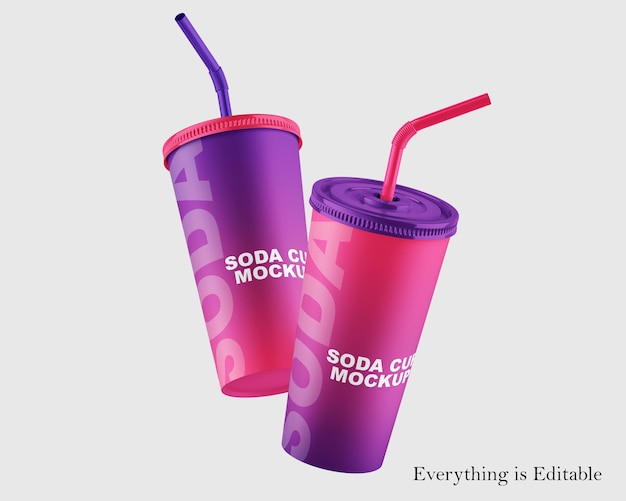 Mockup di due bicchieri di carta soda