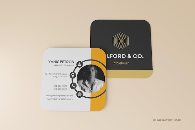 Two square business card or label mockup