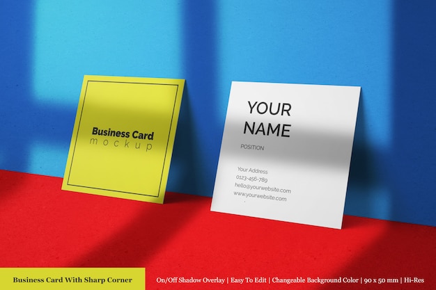 Два квадратных размера реалистичные текстурированные бизнес-визитная карточка psd макет