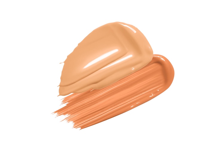 PSD two strokes of facial foundation in light beige and dark color isolated png
