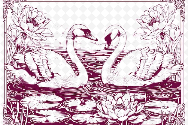 Two swans in the water with the words swans on the water