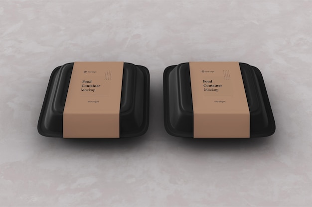 Two take away food container packaging box mockup