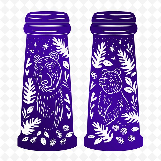 PSD two tin cans with a bear on the top