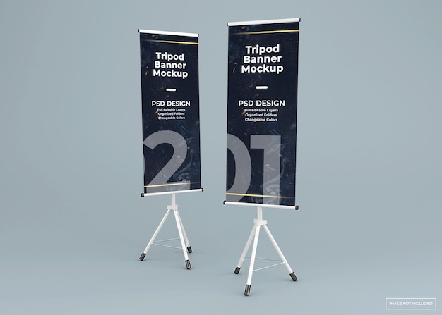 Mockup di due stand per banner treppiede