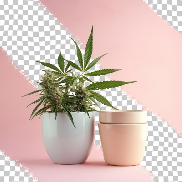 Two vases with a plant on them, one of which is a plant.