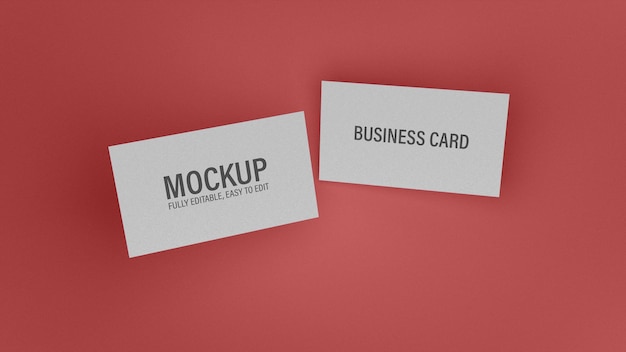 PSD two white business cards on a red background