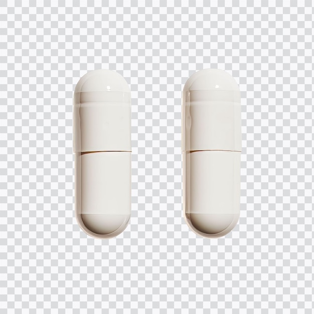 두 개의 색 이 투명한 배경에 표시되어 건강 관리 맥락에서 보충제 또는 약물을 표현하는 데 이상적입니다.