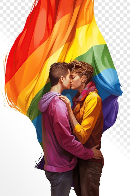 Two woman with lgbt flag