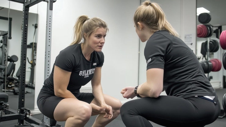 PSD two women engaged in a fitness coaching session