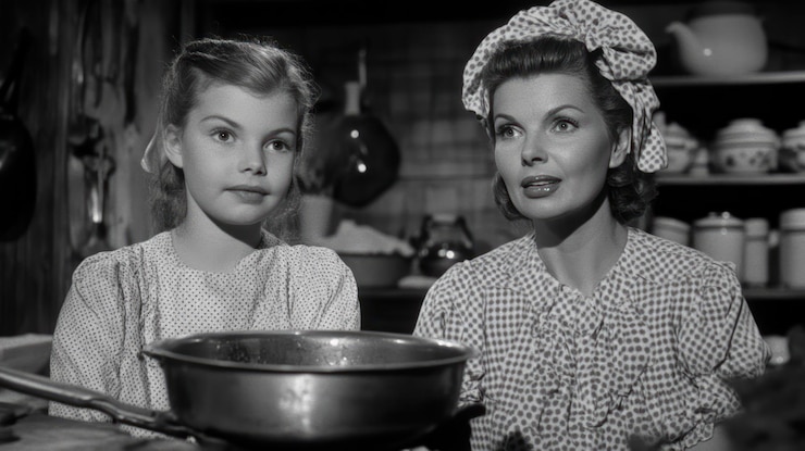 PSD two women in a kitchen focused on cooking