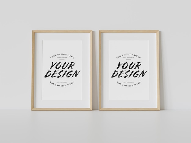 Two wooden frames leaning on floor mockup