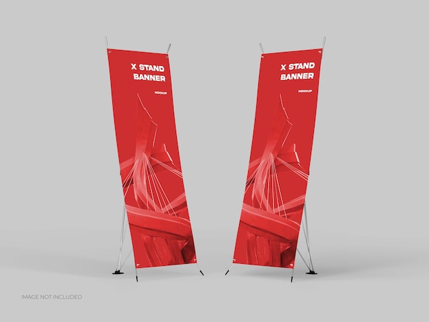 PSD two x stand banners direction facing in mockup