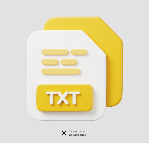 Txt file document file type icon files format and document concept 3d render illustration