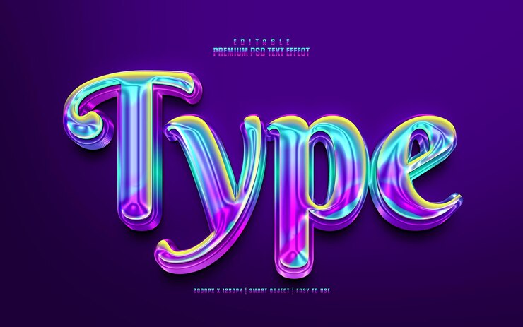 PSD type colorful 3d editable premium psd text effect