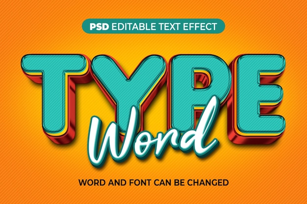 PSD type word text effect 3d psd