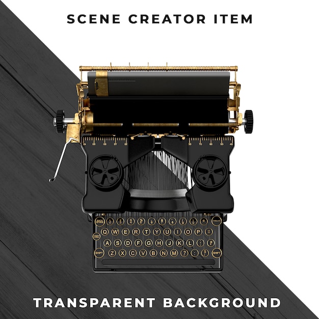 Typewriter on transparent background