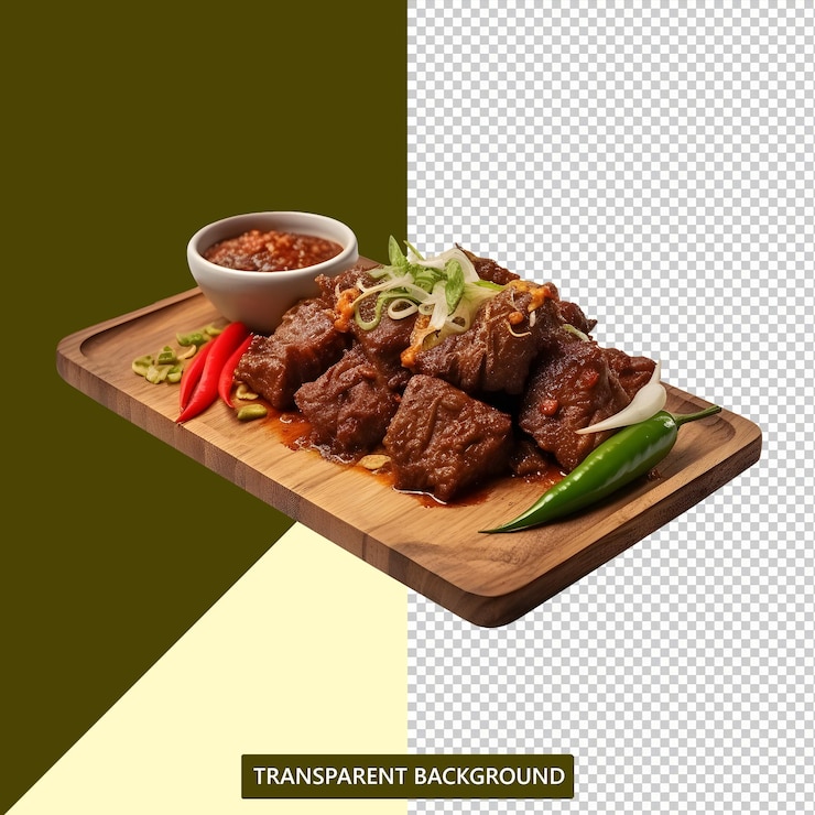 PSD 印度尼西亞的典型 rendang 提供美麗的透明背景
