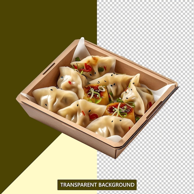 Typical korean dumplings or called korean mandu served in a beautiful and hot png food