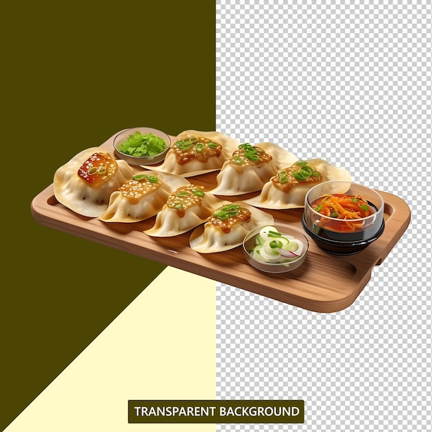 PSD typical korean dumplings or called korean mandu served in a beautiful and hot png food