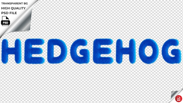 PSD typografia hedgehog niebieski fluffy tekst psd przezroczysty