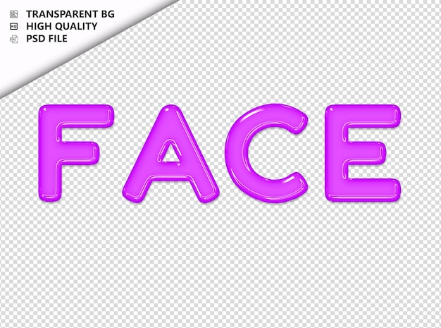 PSD typografia twarzy fioletowy tekst błyszczące szkło psd przezroczyste