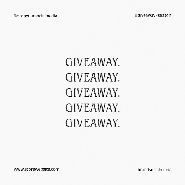 PSD typography giveaway social media instagram post square template psd design